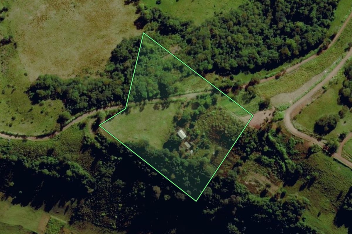 Imagem de satélite do imóvel rural em Santa Terezinha do Progresso (SC), com o contorno declarado no CAR desenhado por cima.