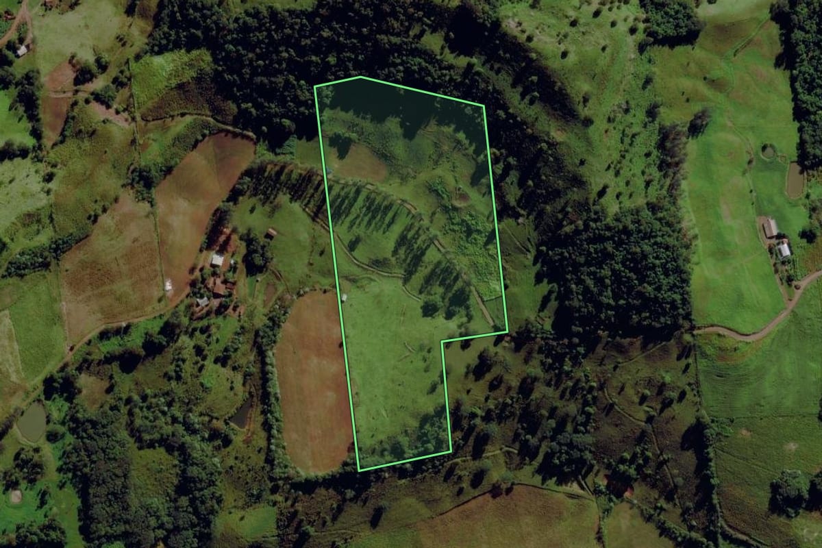Imagem de satélite do imóvel rural em Santa Terezinha do Progresso (SC), com o contorno declarado no CAR desenhado por cima.