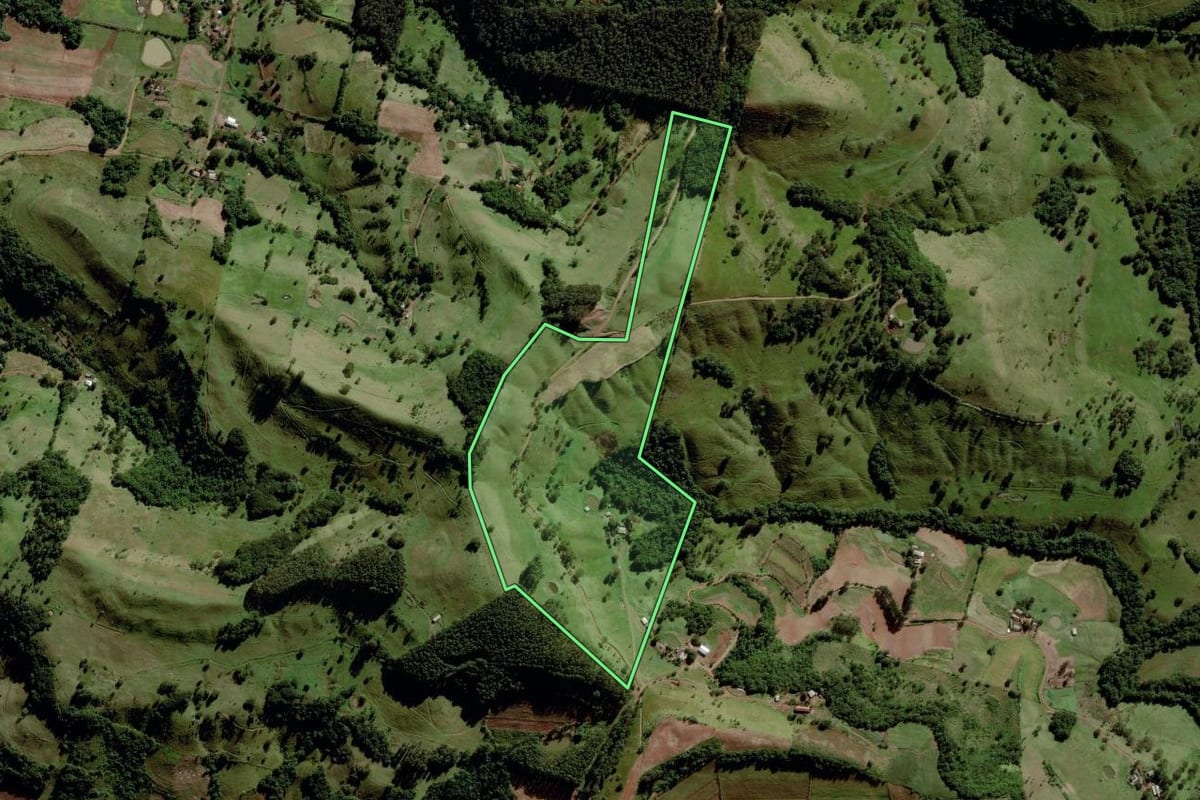 Imagem de satélite do imóvel rural em Santa Terezinha do Progresso (SC), com o contorno declarado no CAR desenhado por cima.