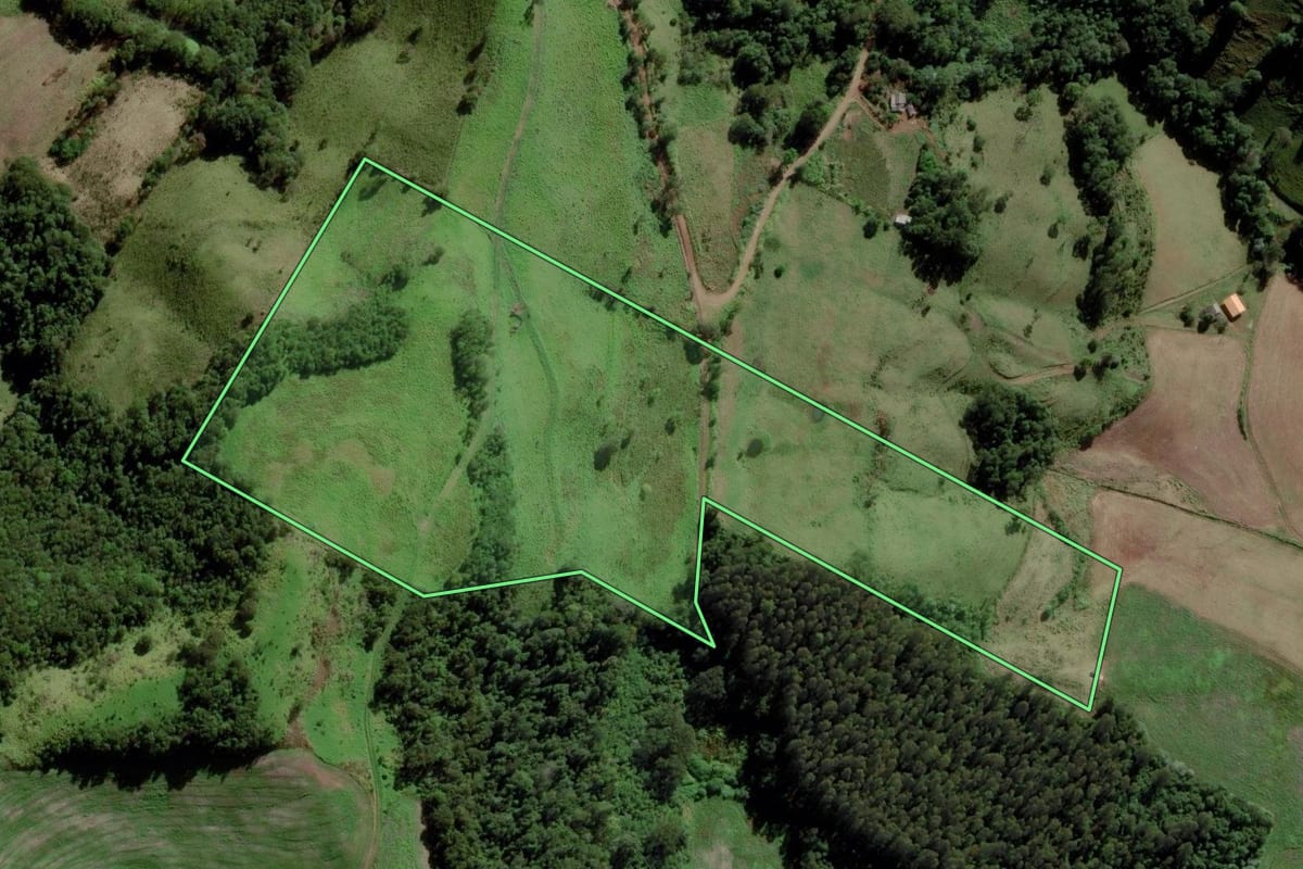 Imagem de satélite do imóvel rural em Santa Terezinha do Progresso (SC), com o contorno declarado no CAR desenhado por cima.