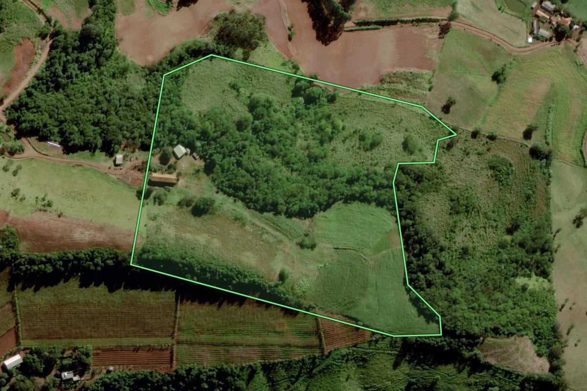 Imagem de satélite do imóvel rural em Santa Terezinha do Progresso (SC), com o contorno declarado no CAR desenhado por cima.