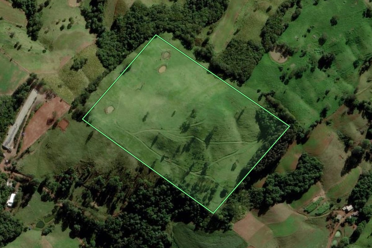 Imagem de satélite do imóvel rural em Santa Terezinha do Progresso (SC), com o contorno declarado no CAR desenhado por cima.
