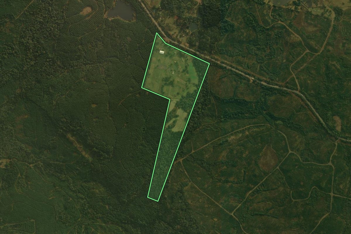 Imagem de satélite do imóvel rural em São Cristóvão do Sul (SC), com o contorno declarado no CAR desenhado por cima.