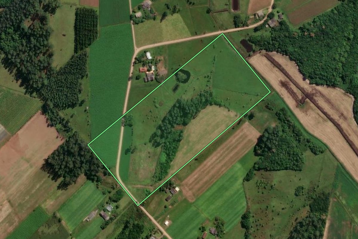 Imagem de satélite do imóvel rural em São João do Sul (SC), com o contorno declarado no CAR desenhado por cima.