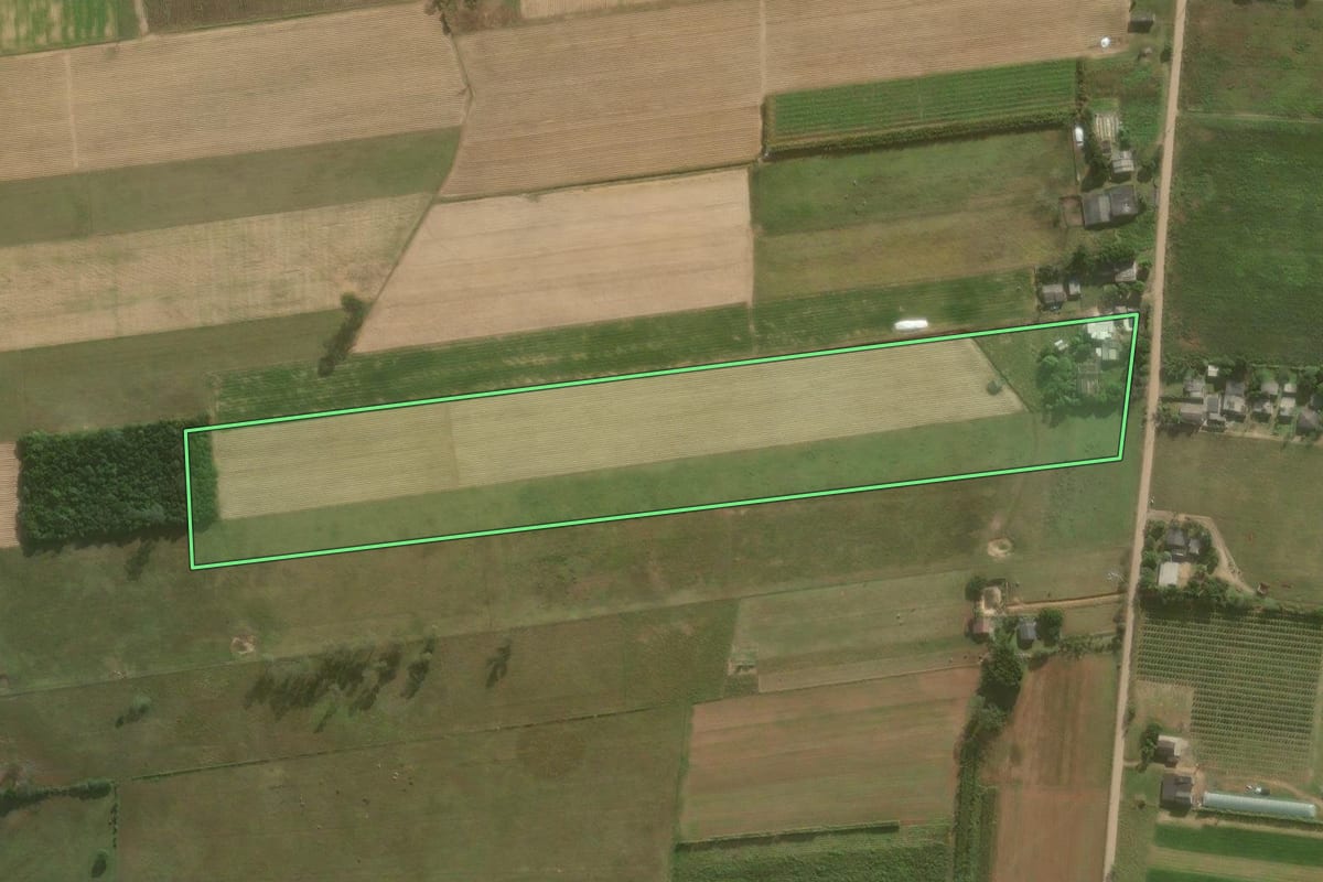 Imagem de satélite do imóvel rural em São João do Sul (SC), com o contorno declarado no CAR desenhado por cima.