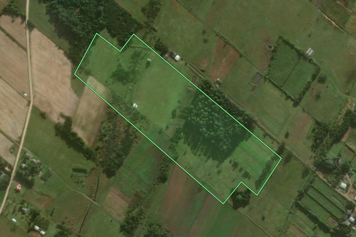 Imagem de satélite do imóvel rural em São João do Sul (SC), com o contorno declarado no CAR desenhado por cima.