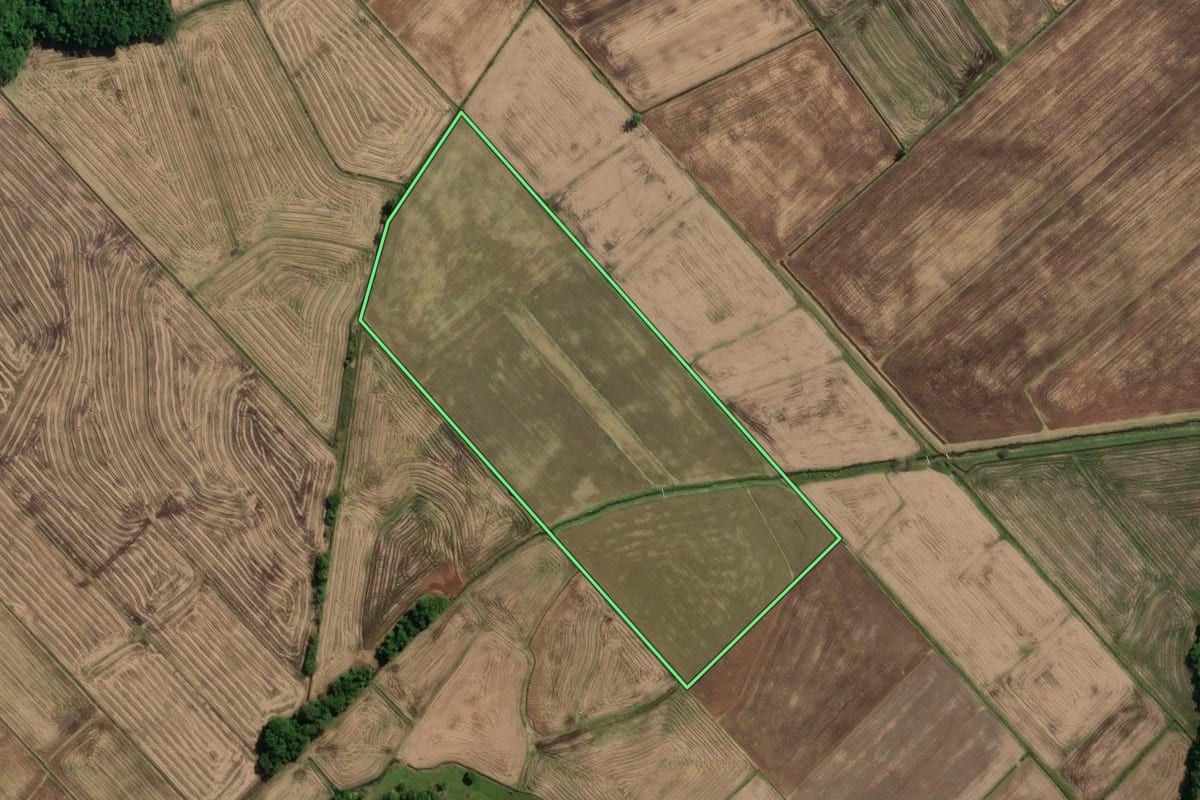 Imagem de satélite do imóvel rural em São João do Sul (SC), com o contorno declarado no CAR desenhado por cima.