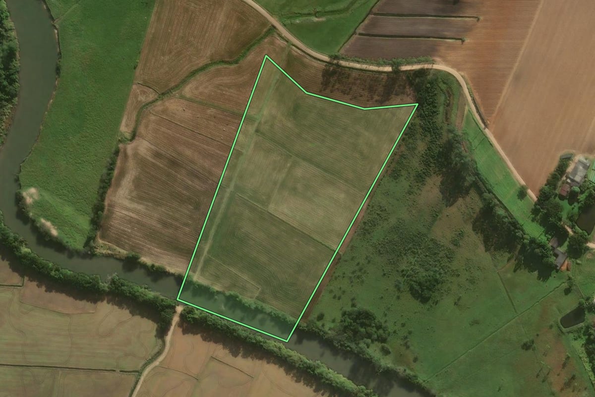 Imagem de satélite do imóvel rural em São João do Sul (SC), com o contorno declarado no CAR desenhado por cima.