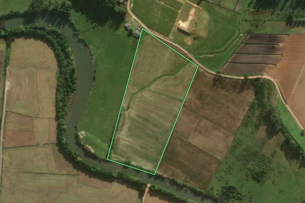 Imagem de satélite do imóvel rural em São João do Sul (SC), com o contorno declarado no CAR desenhado por cima.
