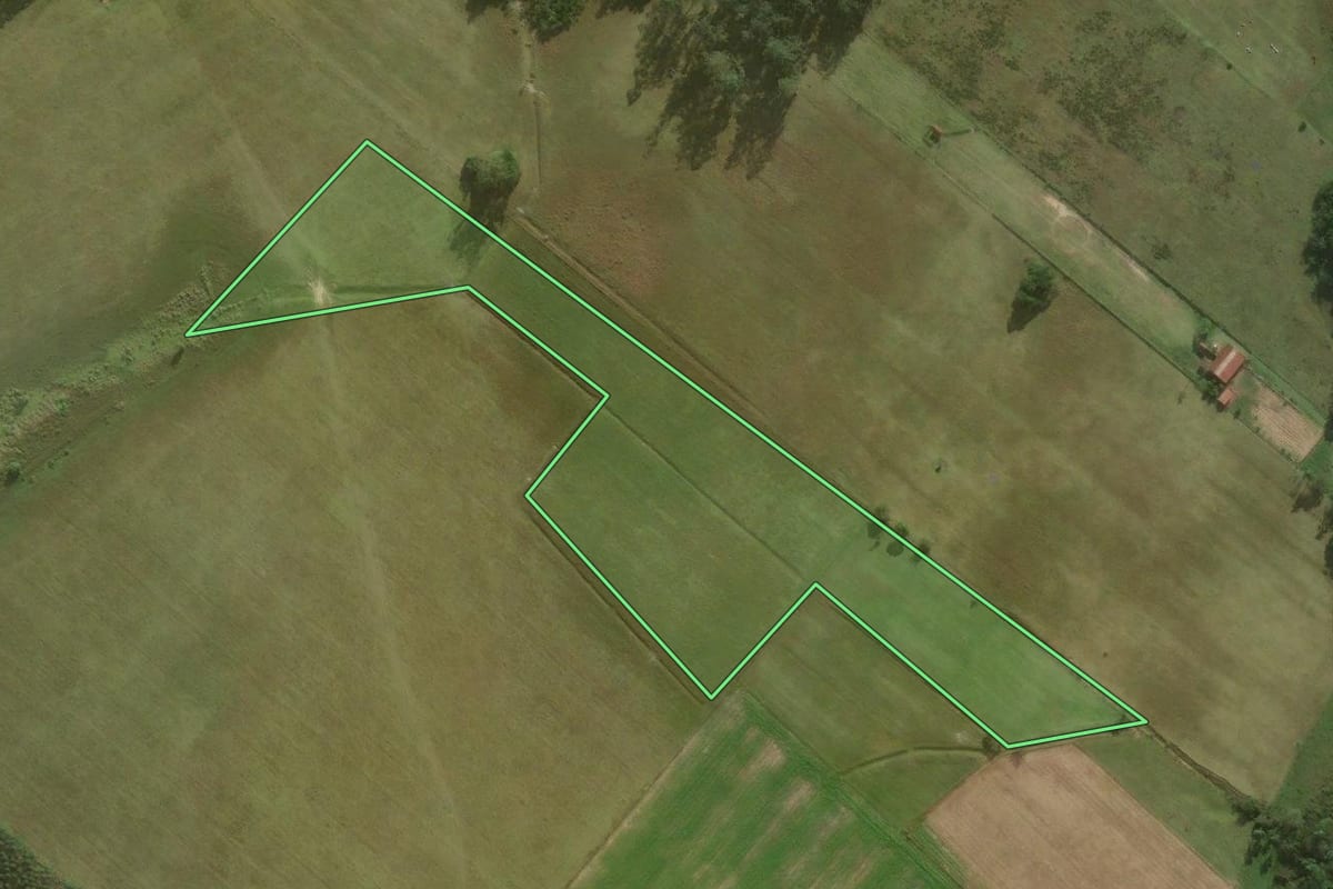 Imagem de satélite do imóvel rural em São João do Sul (SC), com o contorno declarado no CAR desenhado por cima.
