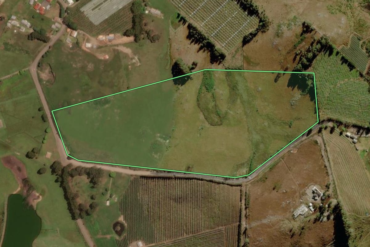 Imagem de satélite do imóvel rural em São Joaquim (SC), com o contorno declarado no CAR desenhado por cima.