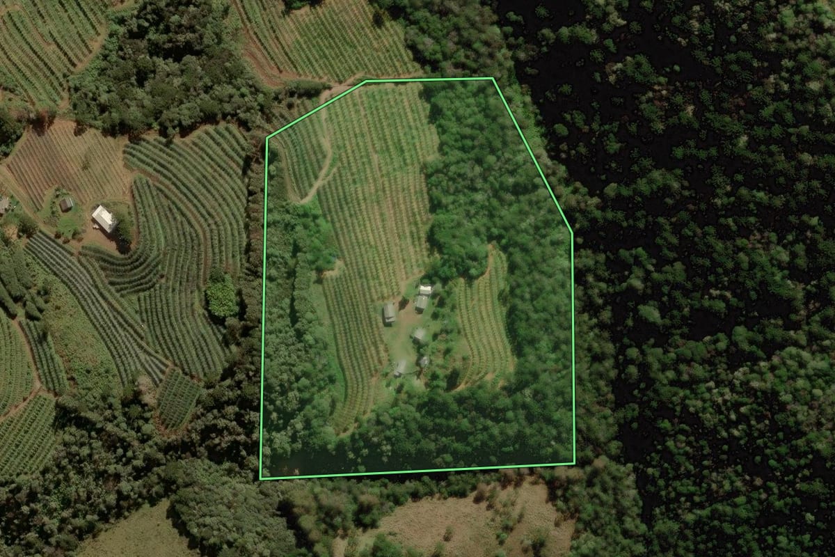 Imagem de satélite do imóvel rural em São Joaquim (SC), com o contorno declarado no CAR desenhado por cima.