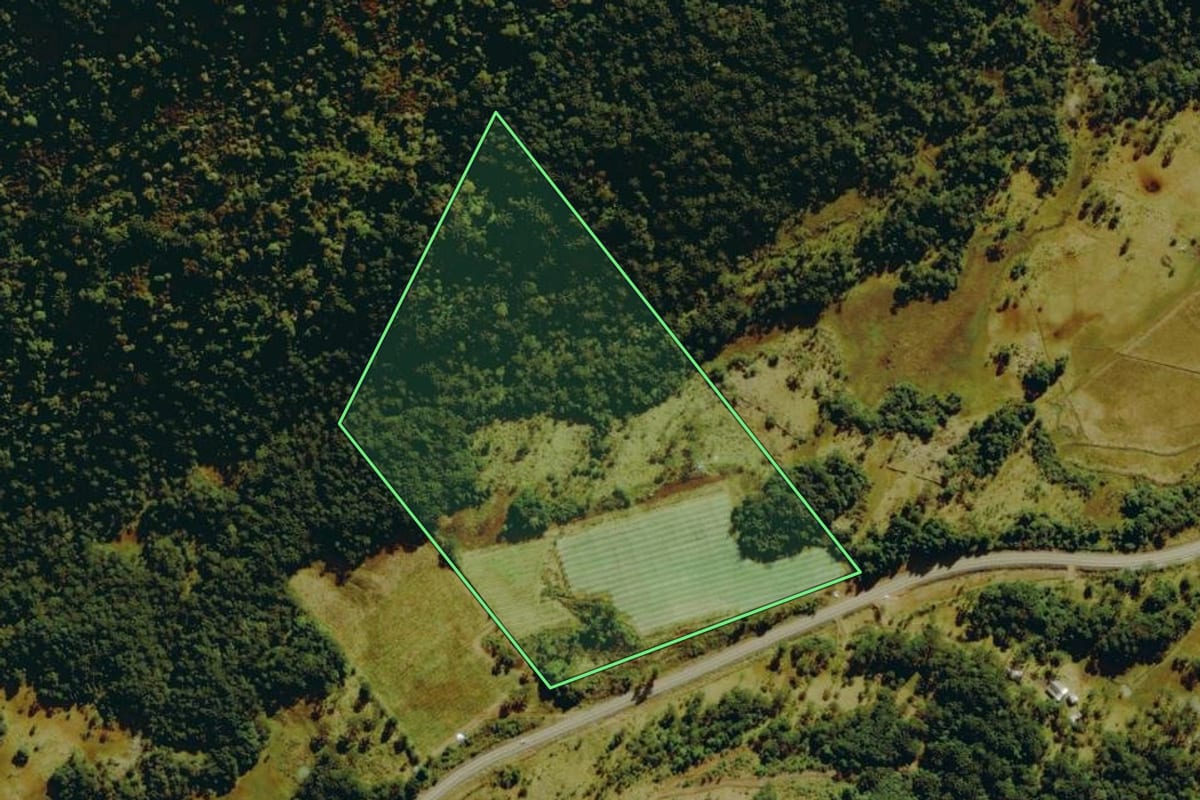 Imagem de satélite do imóvel rural em São Joaquim (SC), com o contorno declarado no CAR desenhado por cima.