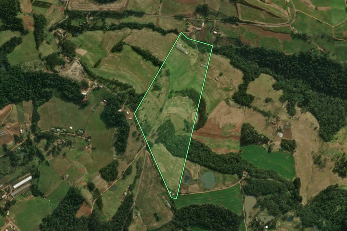 Imagem de satélite do imóvel rural em São José do Cedro (SC), com o contorno declarado no CAR desenhado por cima.