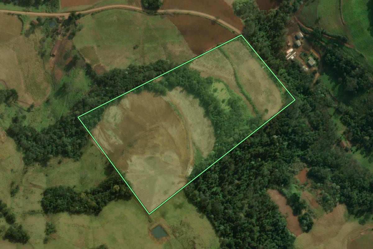 Imagem de satélite do imóvel rural em São José do Cedro (SC), com o contorno declarado no CAR desenhado por cima.