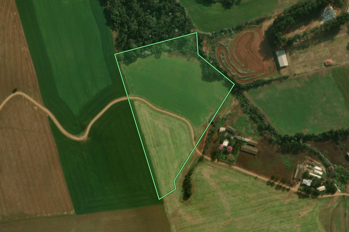 Imagem de satélite do imóvel rural em São José do Cedro (SC), com o contorno declarado no CAR desenhado por cima.