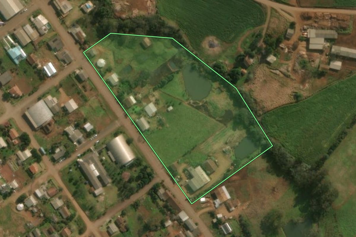 Imagem de satélite do imóvel rural em São José do Cedro (SC), com o contorno declarado no CAR desenhado por cima.