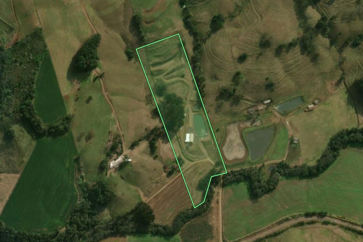 Imagem de satélite do imóvel rural em São José do Cedro (SC), com o contorno declarado no CAR desenhado por cima.