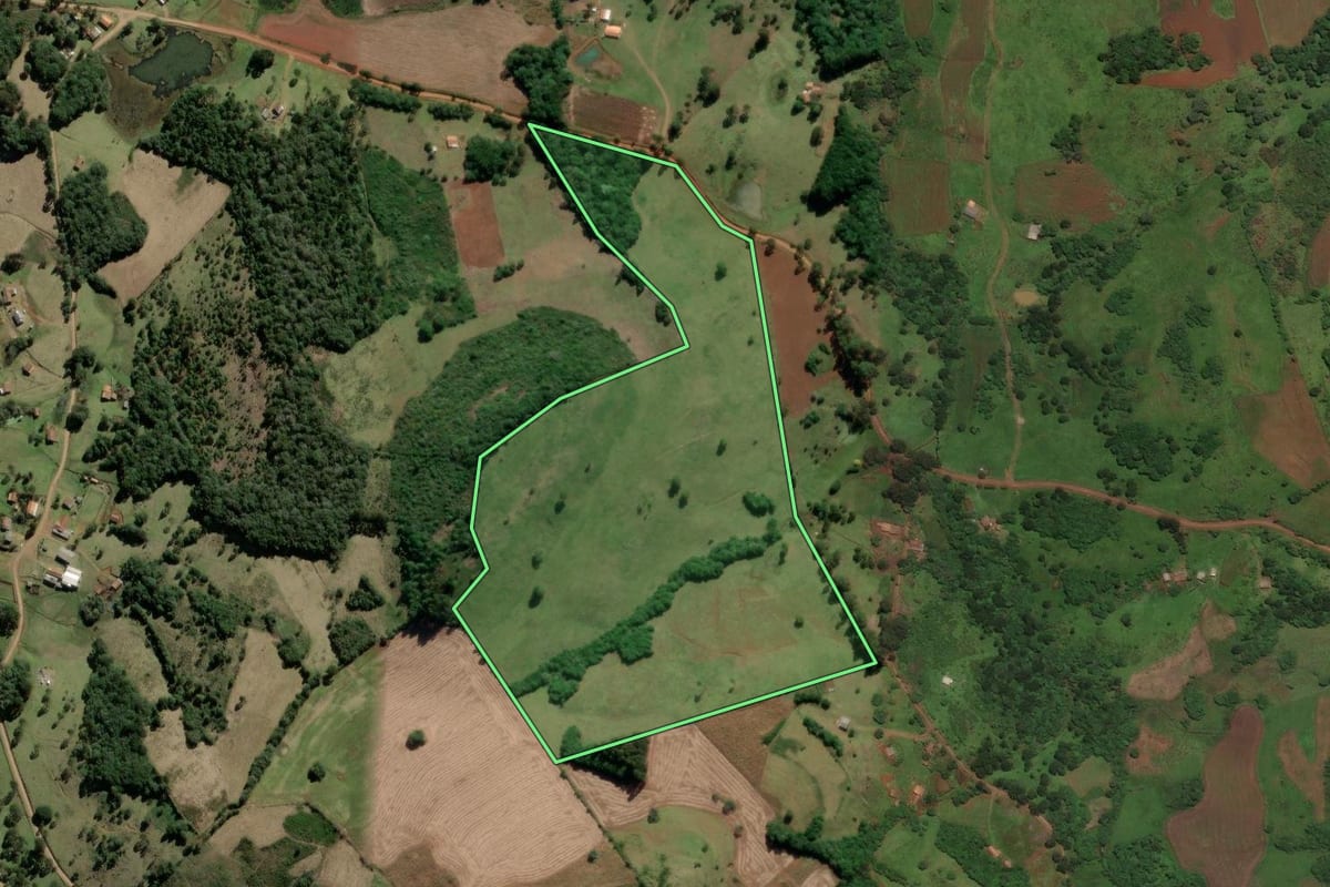 Imagem de satélite do imóvel rural em São José do Cerrito (SC), com o contorno declarado no CAR desenhado por cima.