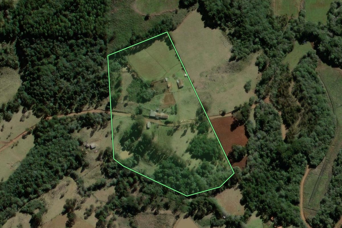 Imagem de satélite do imóvel rural em São José do Cerrito (SC), com o contorno declarado no CAR desenhado por cima.