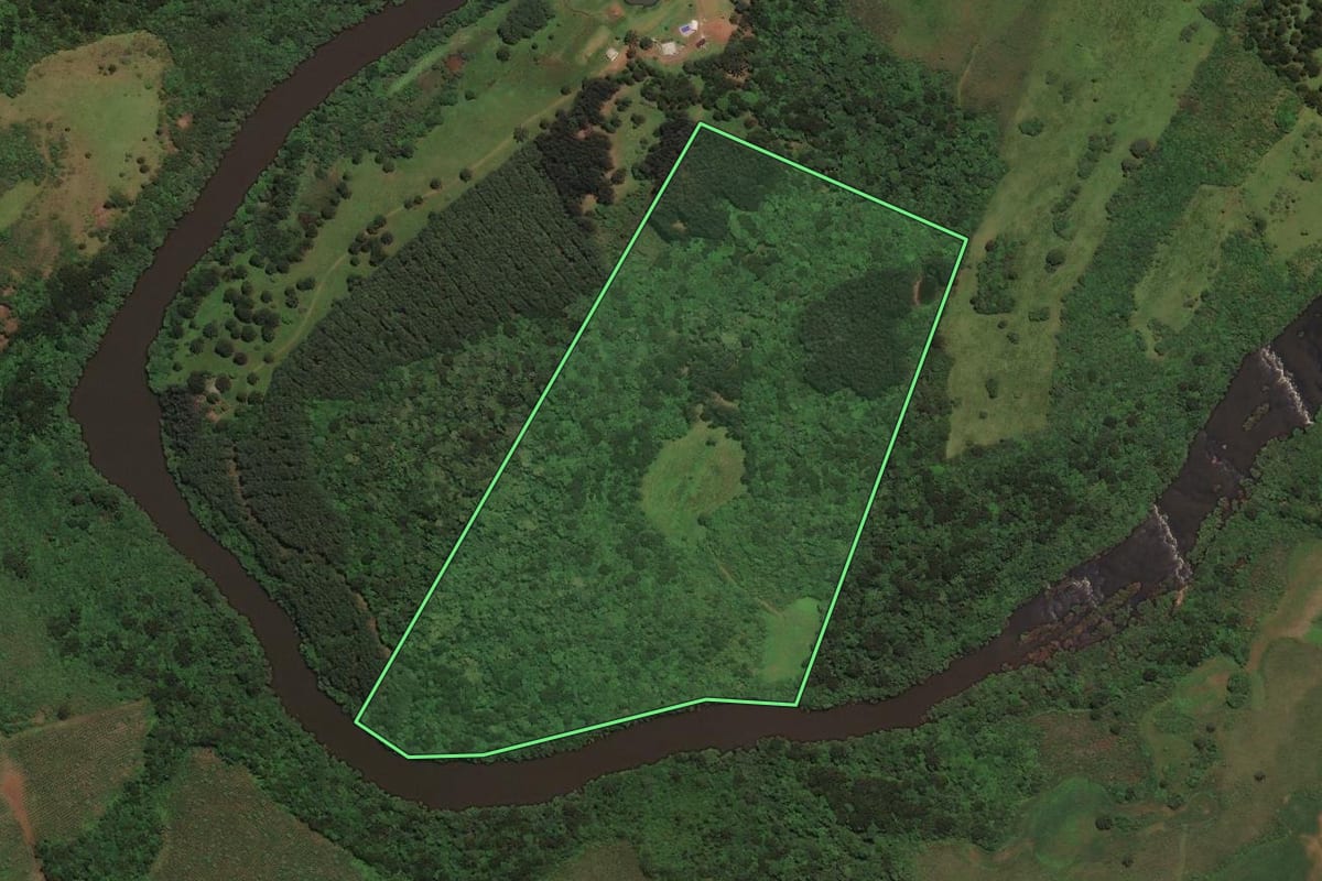 Imagem de satélite do imóvel rural em São José do Cerrito (SC), com o contorno declarado no CAR desenhado por cima.