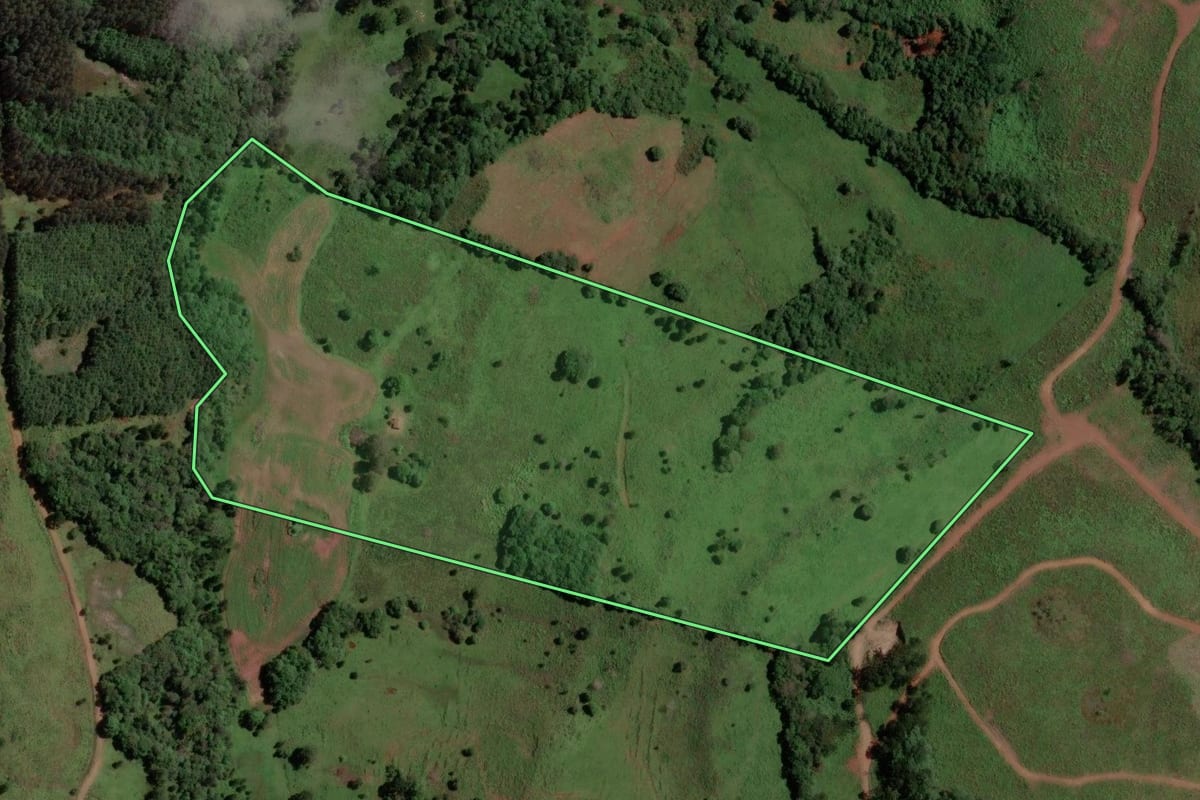 Imagem de satélite do imóvel rural em São José do Cerrito (SC), com o contorno declarado no CAR desenhado por cima.