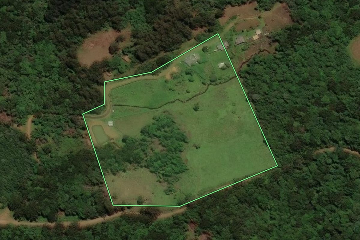 Imagem de satélite do imóvel rural em São José do Cerrito (SC), com o contorno declarado no CAR desenhado por cima.