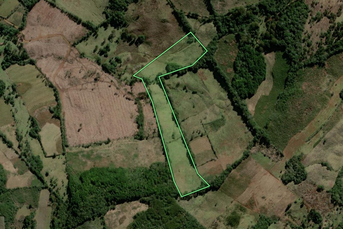 Imagem de satélite do imóvel rural em São José do Cerrito (SC), com o contorno declarado no CAR desenhado por cima.