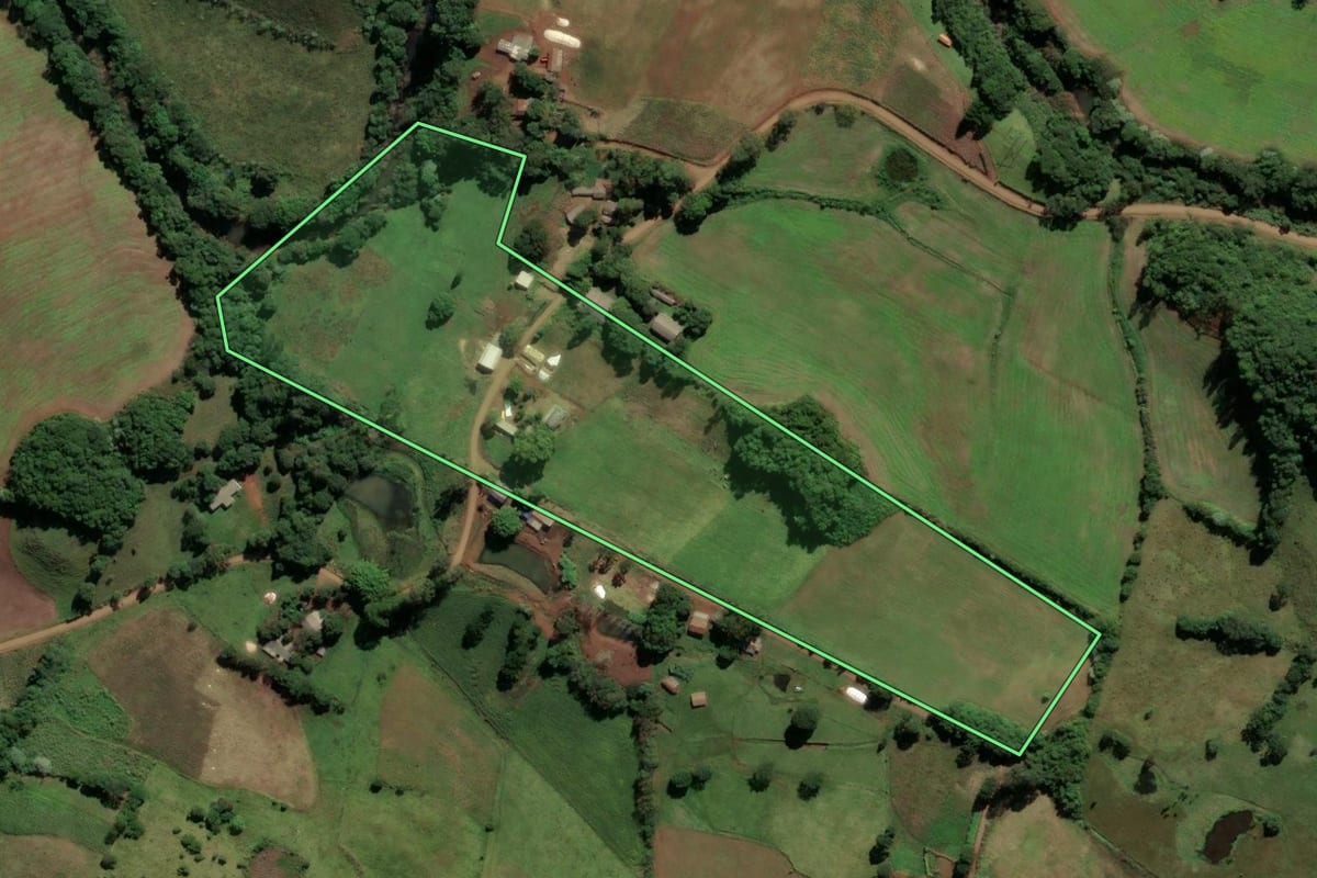 Imagem de satélite do imóvel rural em São Lourenço do Oeste (SC), com o contorno declarado no CAR desenhado por cima.