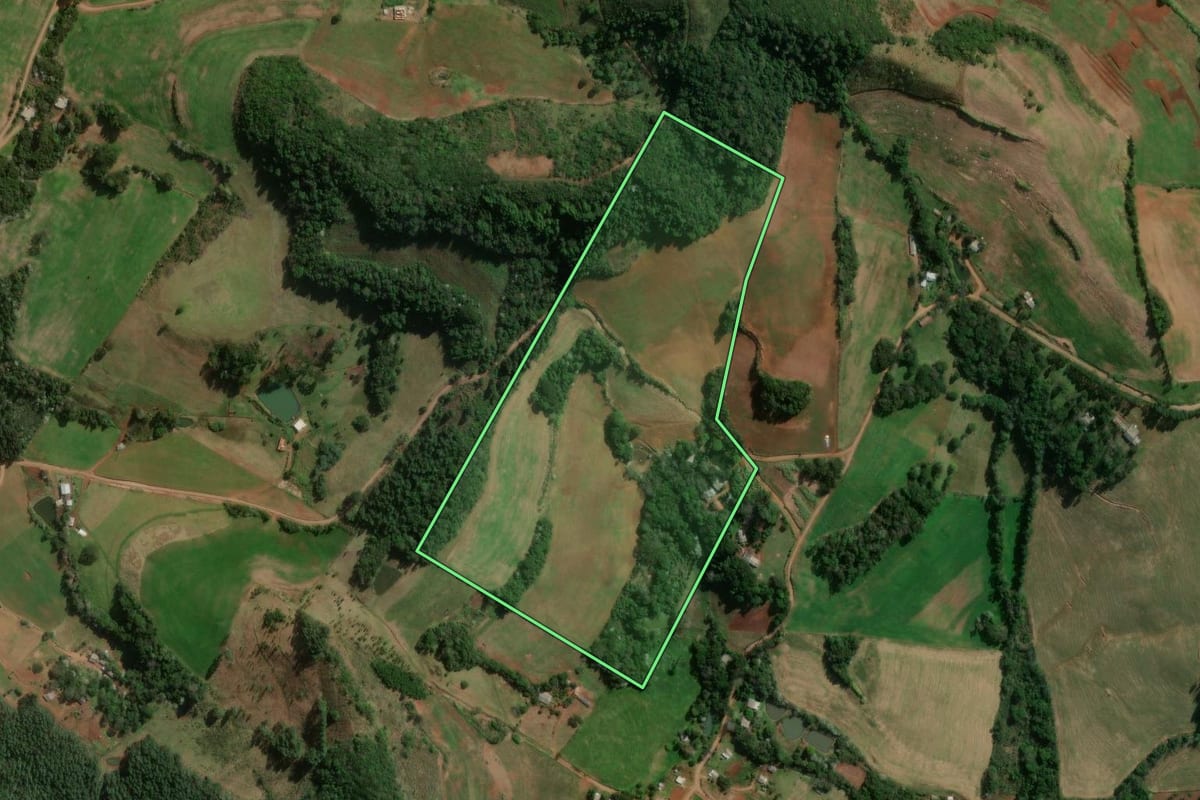 Imagem de satélite do imóvel rural em São Lourenço do Oeste (SC), com o contorno declarado no CAR desenhado por cima.