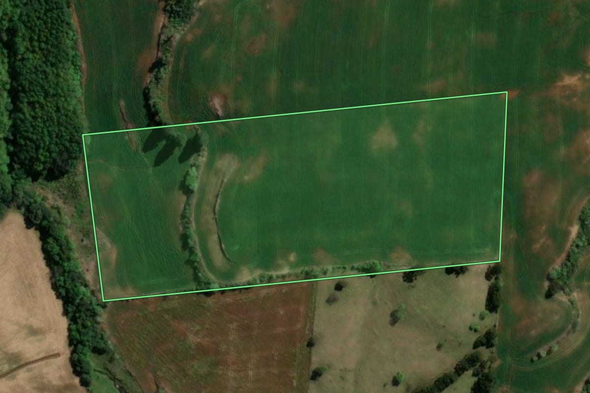 Imagem de satélite do imóvel rural em São Lourenço do Oeste (SC), com o contorno declarado no CAR desenhado por cima.
