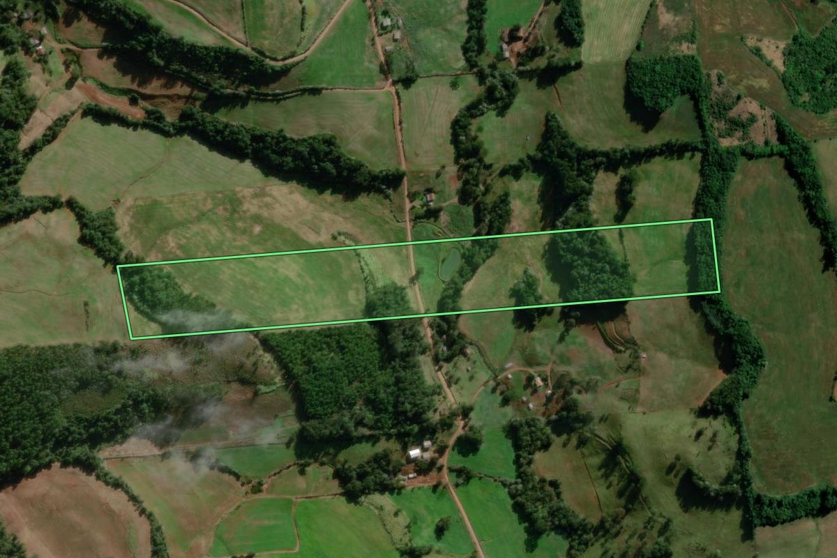 Imagem de satélite do imóvel rural em São Lourenço do Oeste (SC), com o contorno declarado no CAR desenhado por cima.