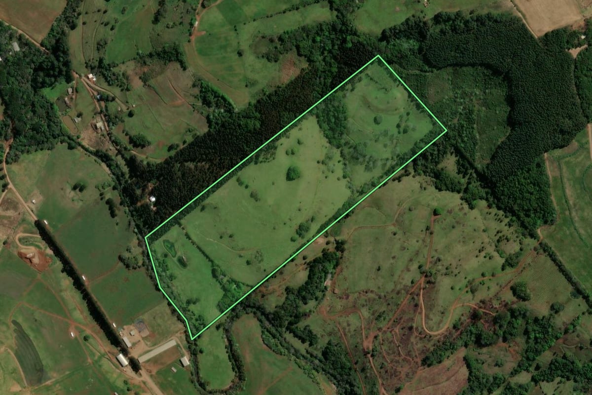 Imagem de satélite do imóvel rural em São Lourenço do Oeste (SC), com o contorno declarado no CAR desenhado por cima.