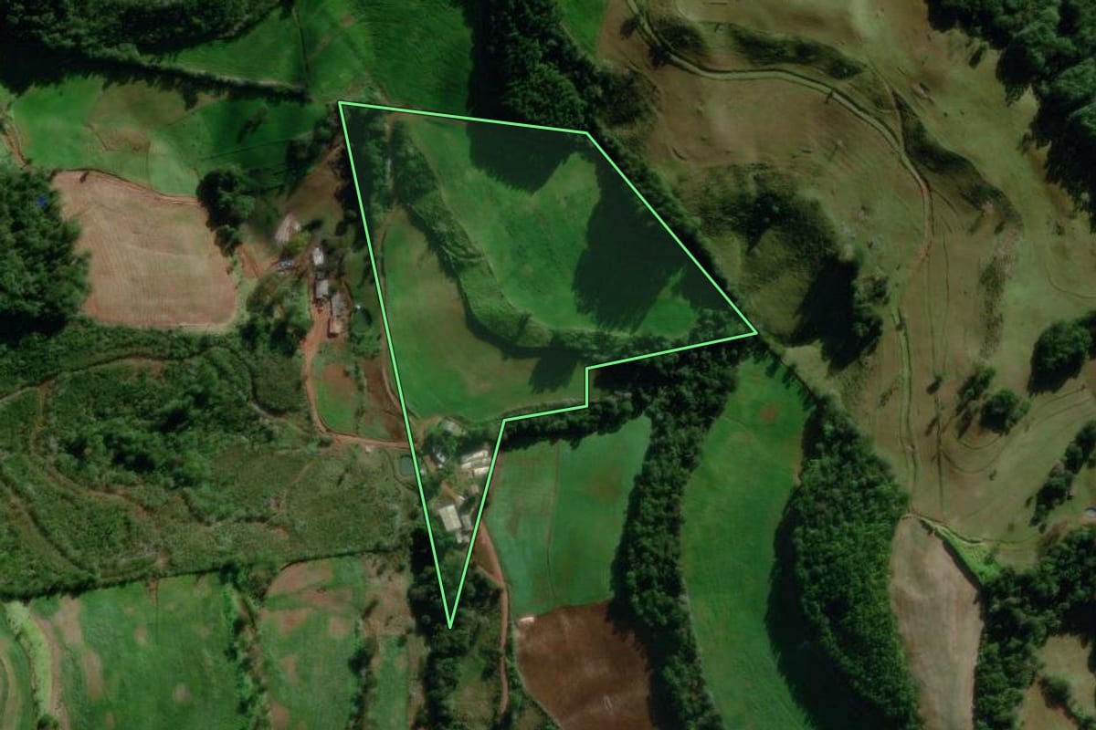 Imagem de satélite do imóvel rural em São Lourenço do Oeste (SC), com o contorno declarado no CAR desenhado por cima.