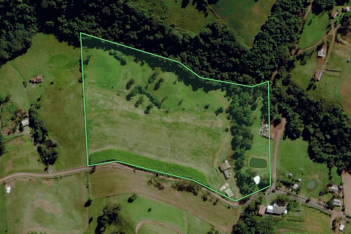 Imagem de satélite do imóvel rural em São Miguel da Boa Vista (SC), com o contorno declarado no CAR desenhado por cima.