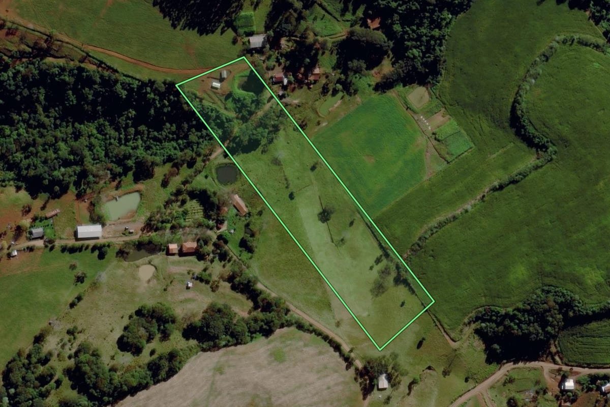 Imagem de satélite do imóvel rural em São Miguel da Boa Vista (SC), com o contorno declarado no CAR desenhado por cima.