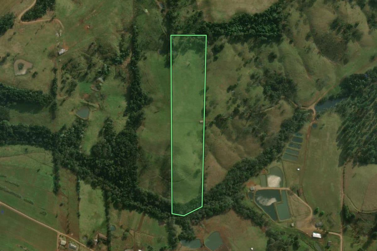 Imagem de satélite do imóvel rural em São Miguel do Oeste (SC), com o contorno declarado no CAR desenhado por cima.