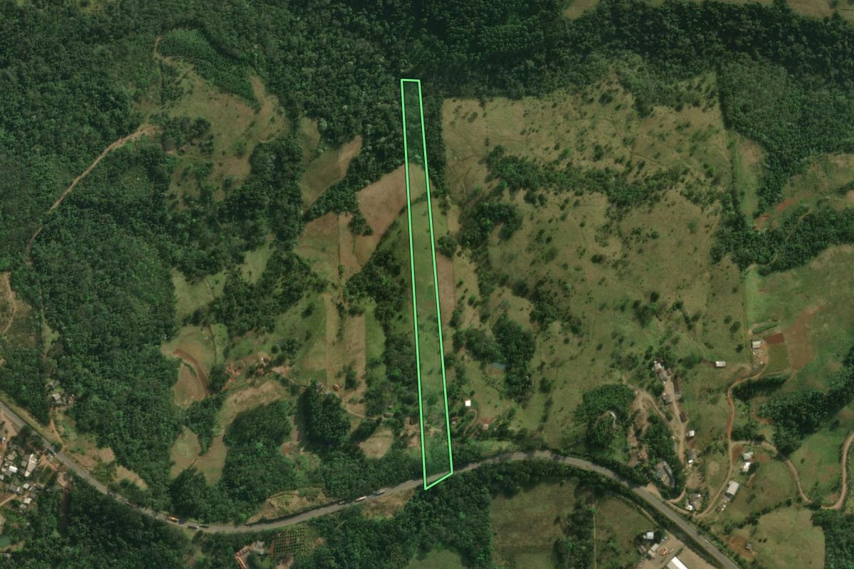 Imagem de satélite do imóvel rural em São Miguel do Oeste (SC), com o contorno declarado no CAR desenhado por cima.