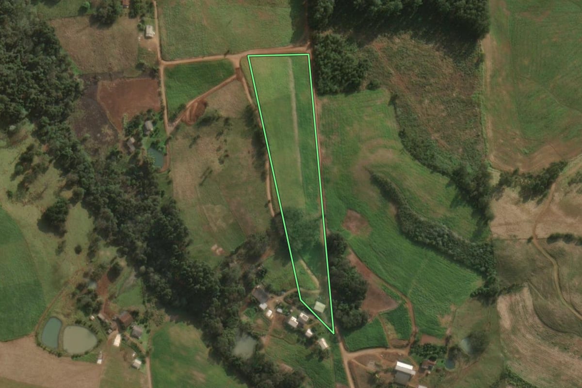 Imagem de satélite do imóvel rural em São Miguel do Oeste (SC), com o contorno declarado no CAR desenhado por cima.