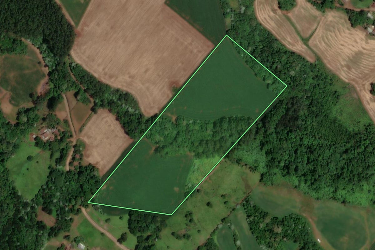 Imagem de satélite do imóvel rural em Saudades (SC), com o contorno declarado no CAR desenhado por cima.
