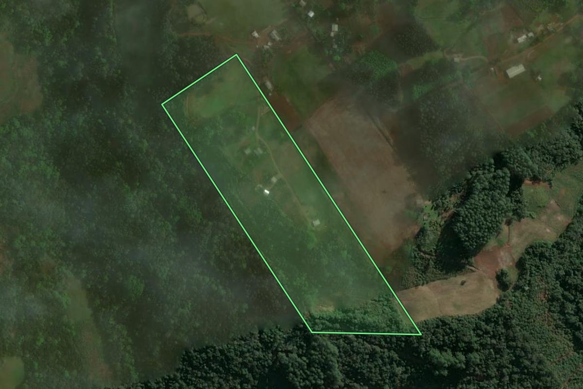 Imagem de satélite do imóvel rural em Seara (SC), com o contorno declarado no CAR desenhado por cima.