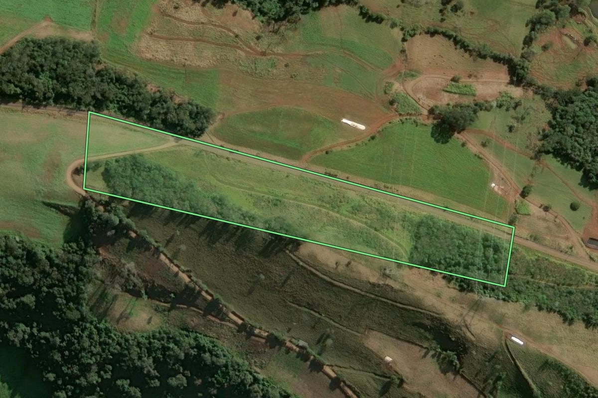Imagem de satélite do imóvel rural em Seara (SC), com o contorno declarado no CAR desenhado por cima.