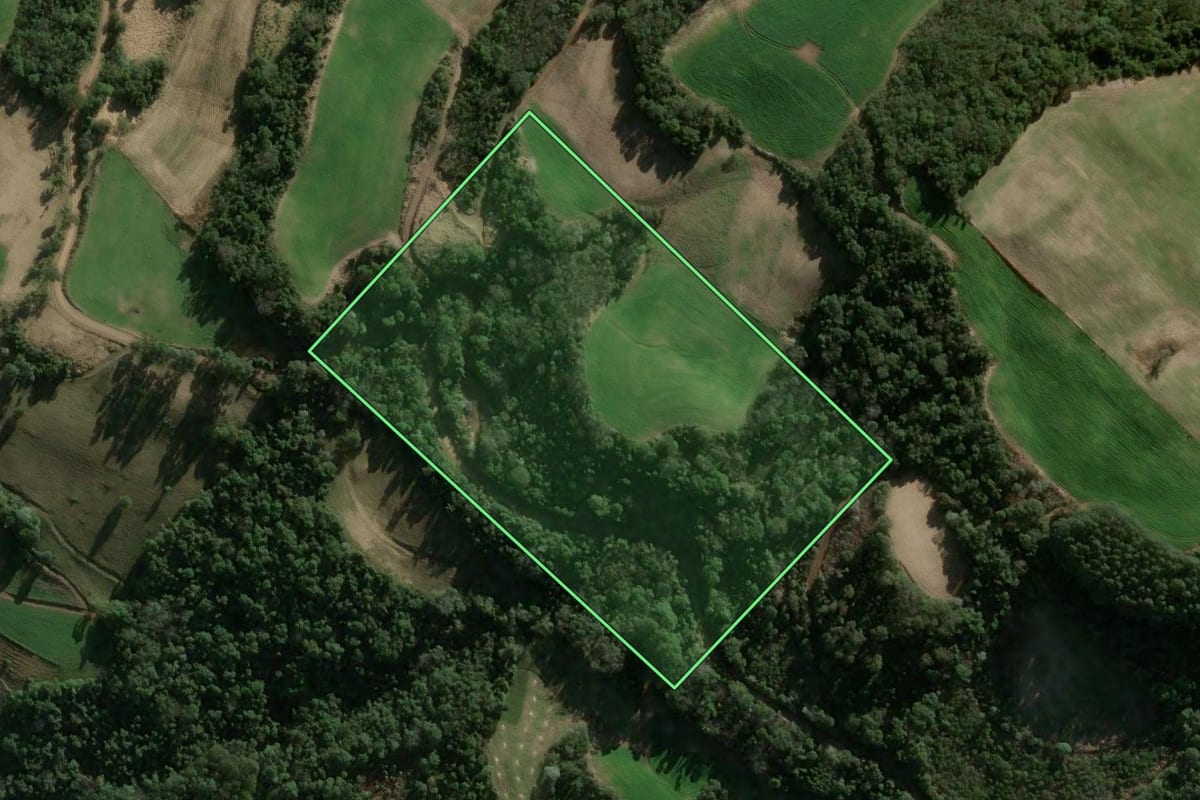 Imagem de satélite do imóvel rural em Seara (SC), com o contorno declarado no CAR desenhado por cima.