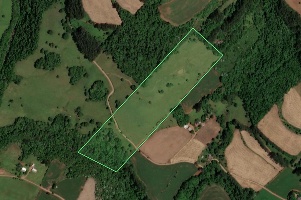 Imagem de satélite do imóvel rural em Serra Alta (SC), com o contorno declarado no CAR desenhado por cima.