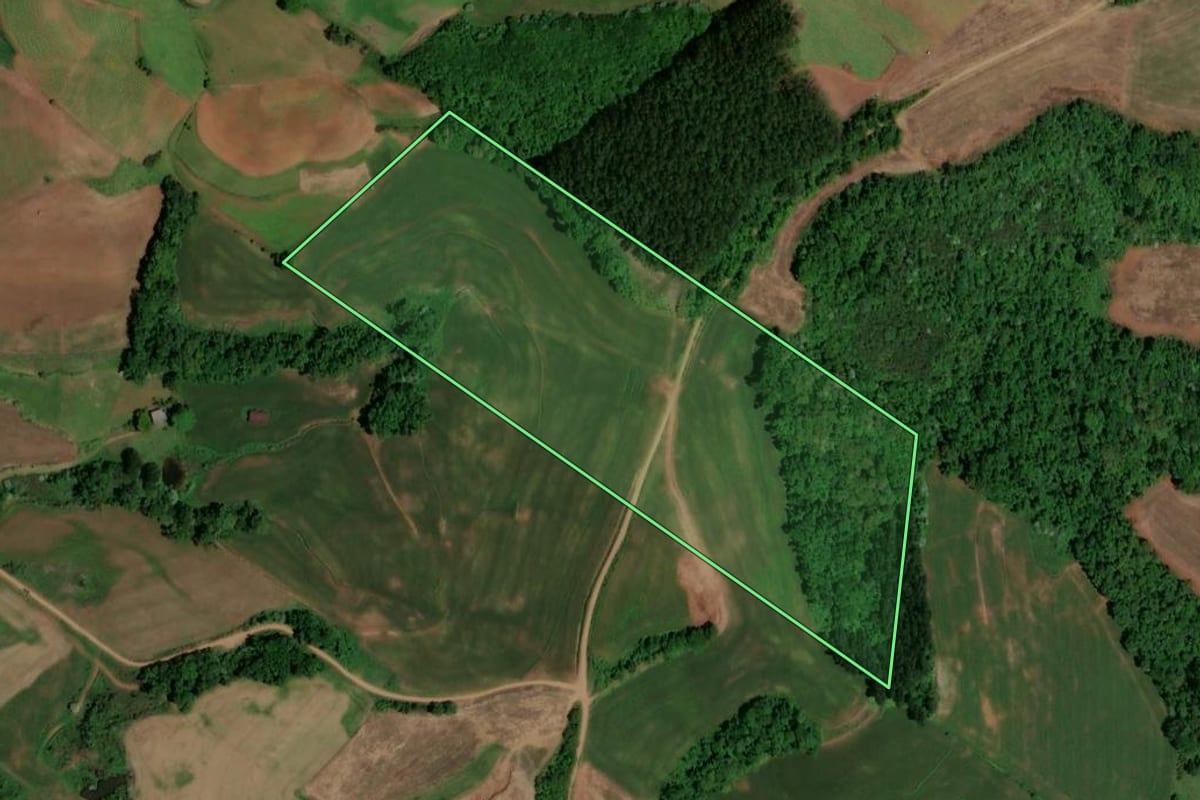 Imagem de satélite do imóvel rural em Serra Alta (SC), com o contorno declarado no CAR desenhado por cima.