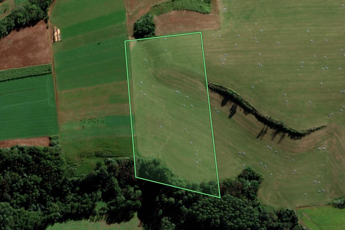 Imagem de satélite do imóvel rural em Serra Alta (SC), com o contorno declarado no CAR desenhado por cima.