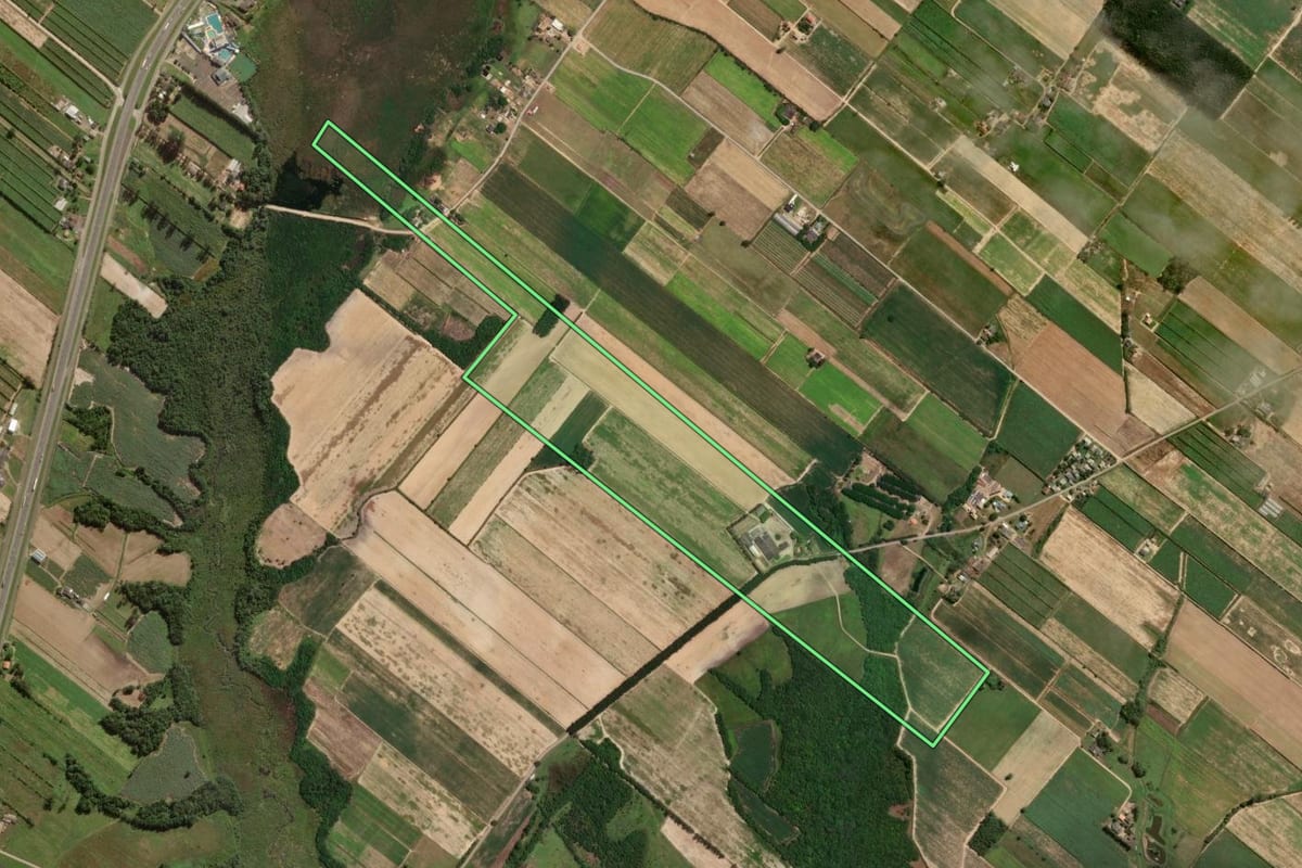 Imagem de satélite do imóvel rural em Sombrio (SC), com o contorno declarado no CAR desenhado por cima.