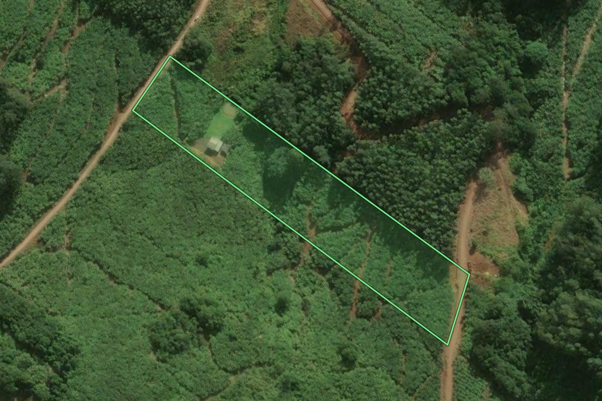 Imagem de satélite do imóvel rural em Sombrio (SC), com o contorno declarado no CAR desenhado por cima.