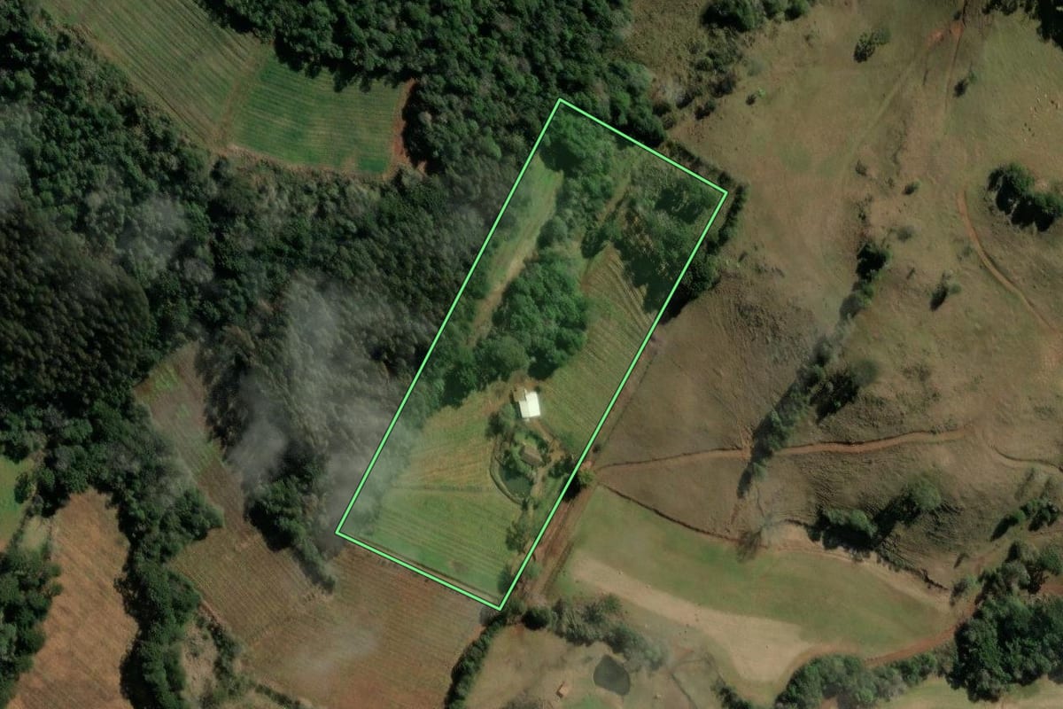 Imagem de satélite do imóvel rural em Tangará (SC), com o contorno declarado no CAR desenhado por cima.