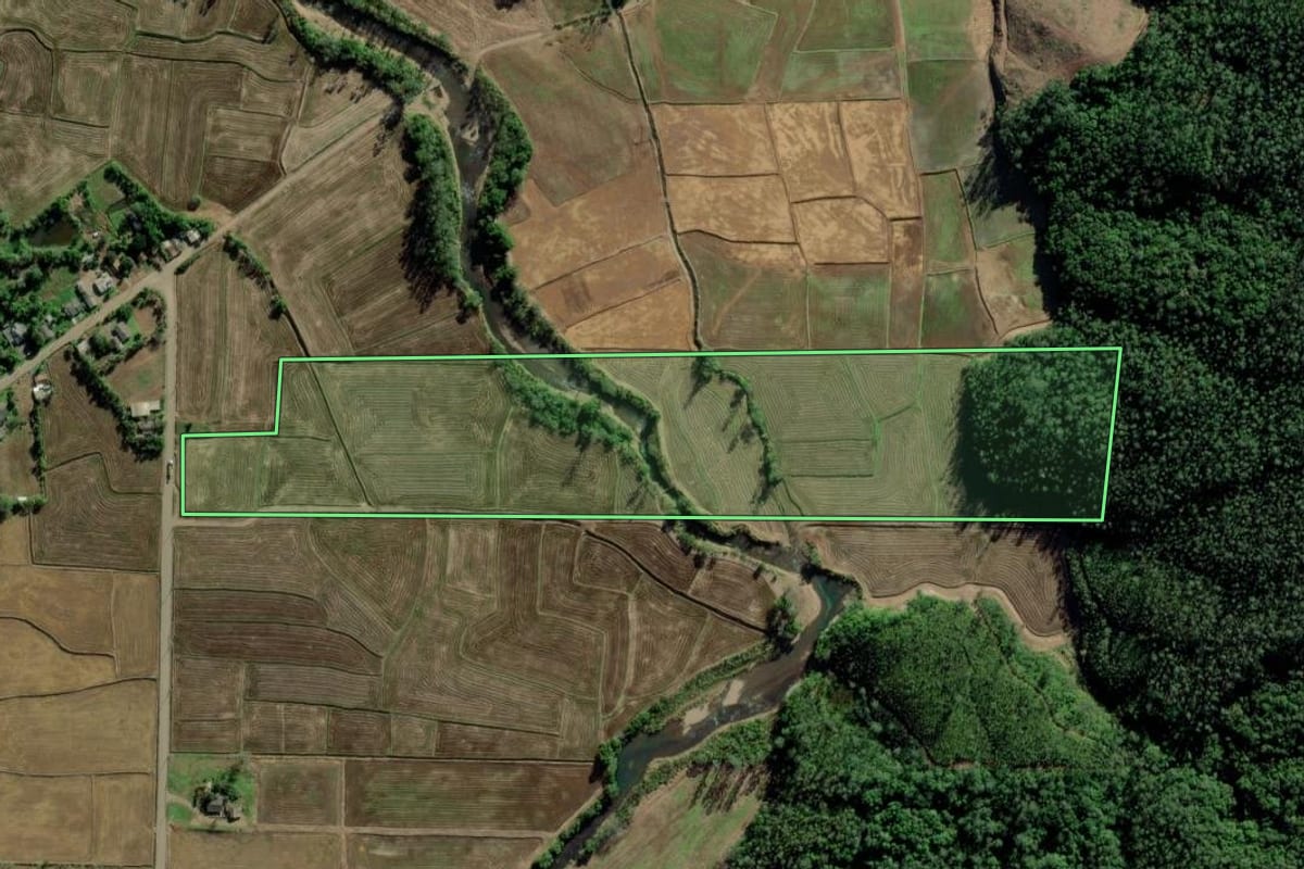 Imagem de satélite do imóvel rural em Timbé do Sul (SC), com o contorno declarado no CAR desenhado por cima.